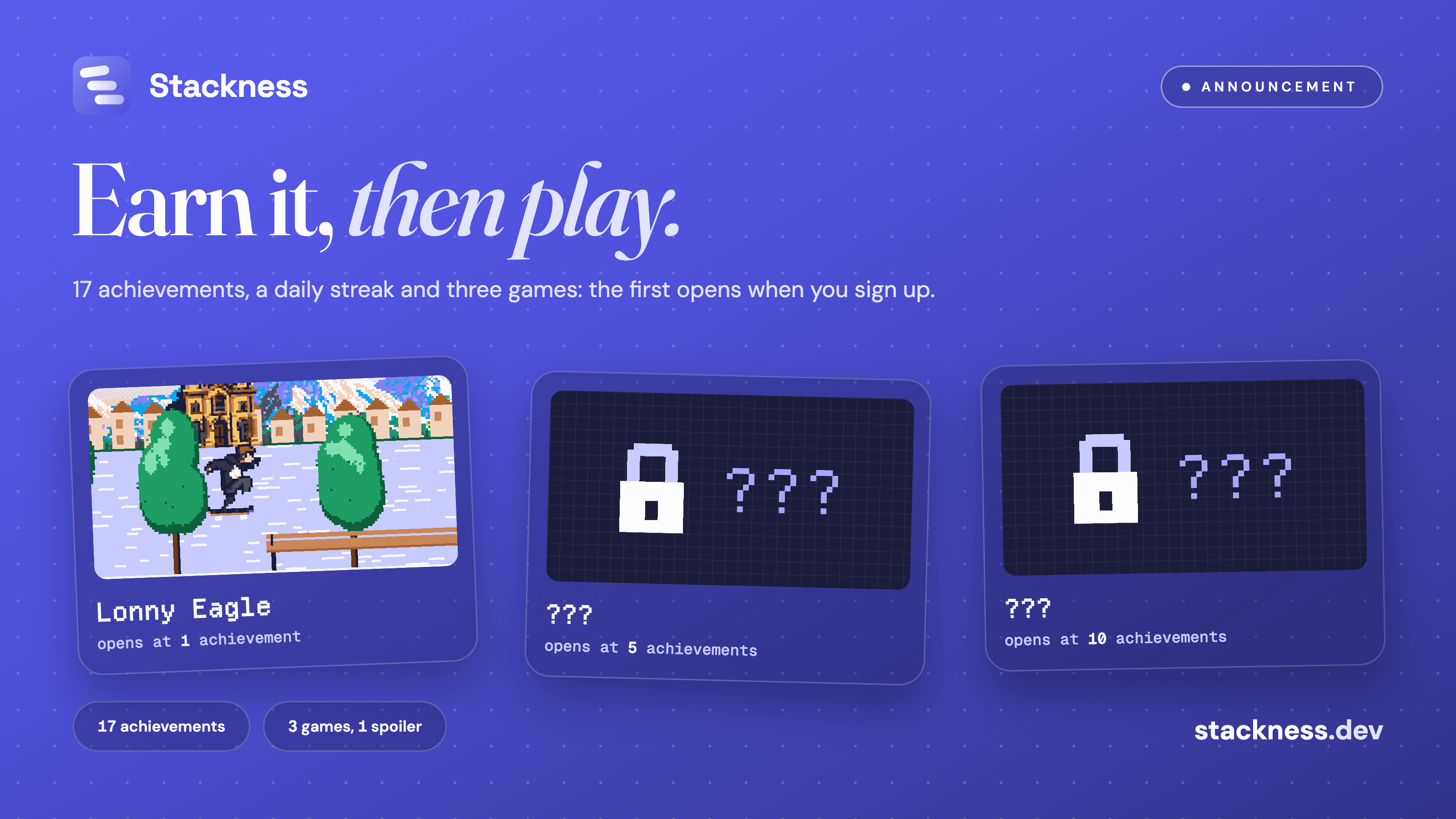 Earn it, then play: achievements and three secret games