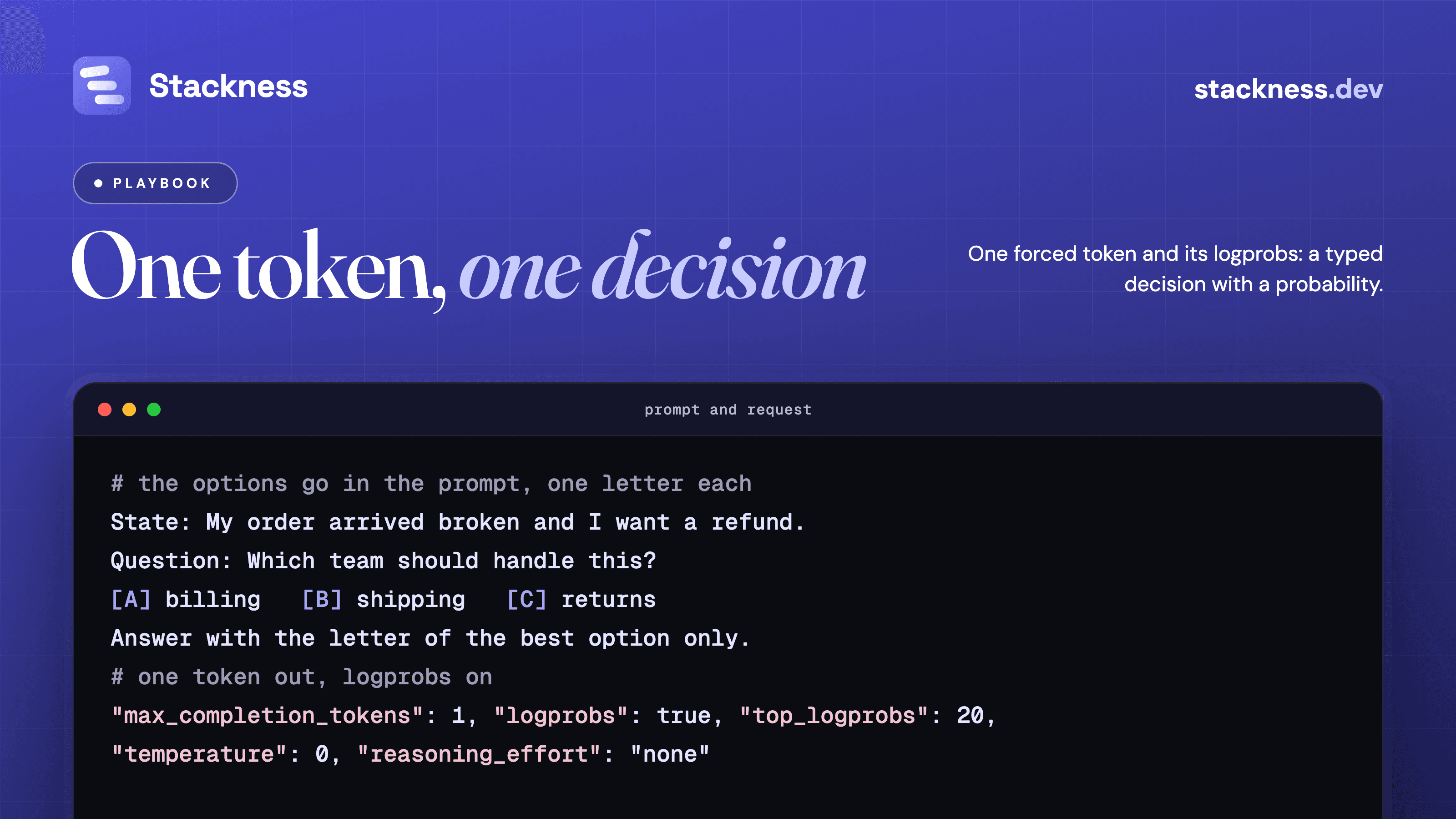 Do you need Jev? Typed decisions from an ordinary LLM with one token and logprobs