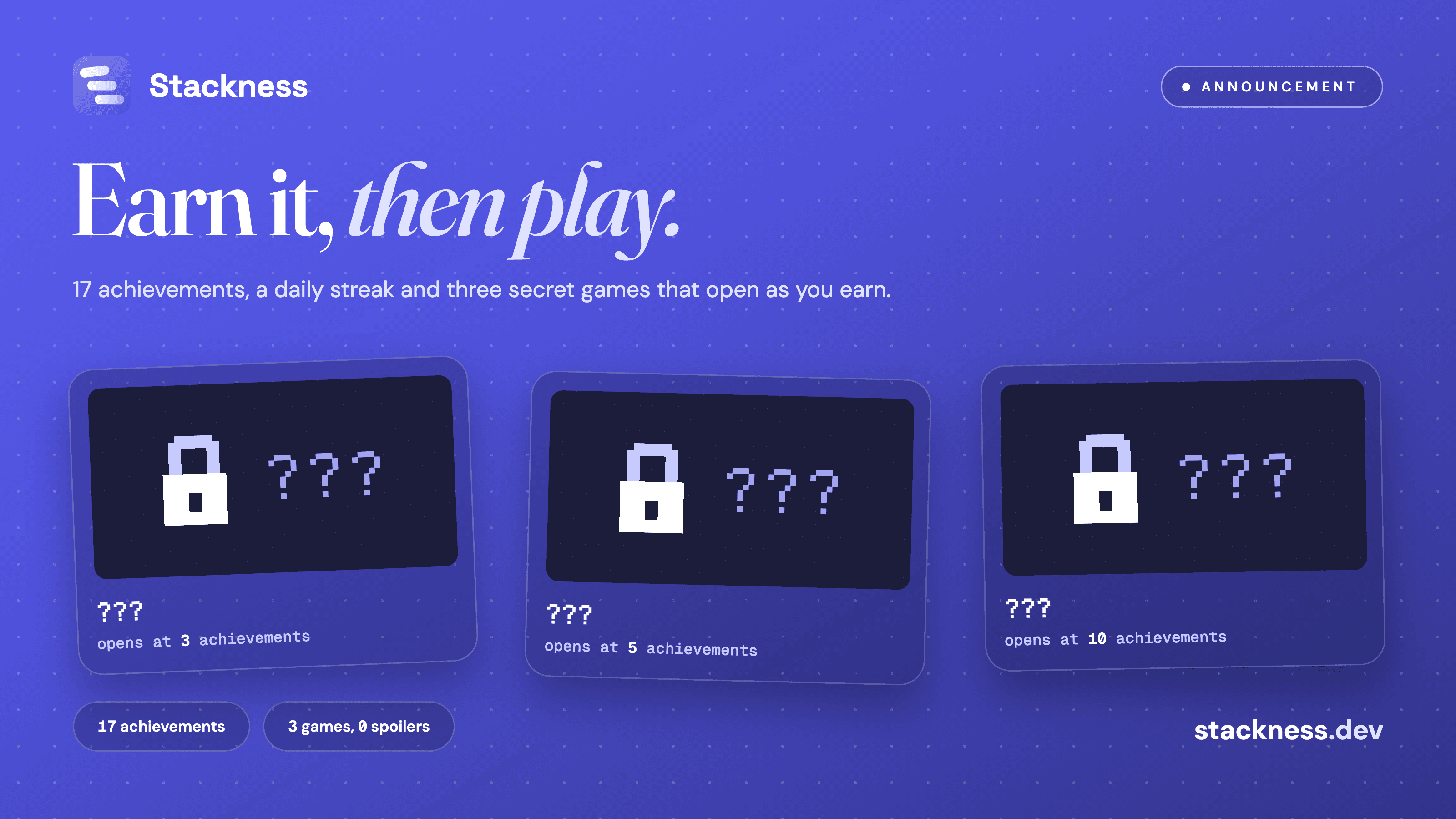 Earn it, then play: achievements and three secret games
